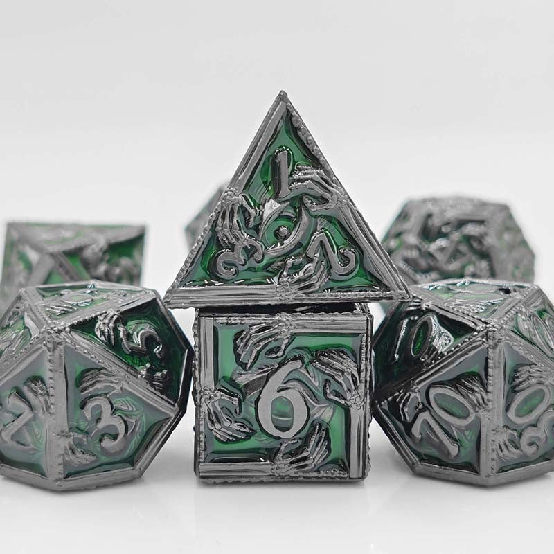 Popular New Eye Hand Dice Set, D&D Cthulhu Role-Playing Game, 7-Piece Metal Dice Set