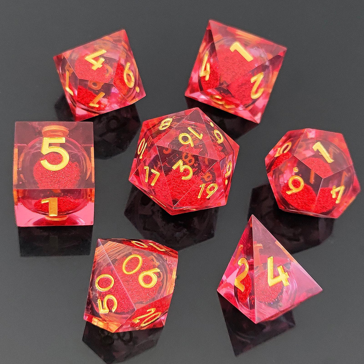 Resin Sand Flow Dice Liquid Core DND DungeonsDragons TRPG Board Game Dice Set Roleplaying Cthulhu