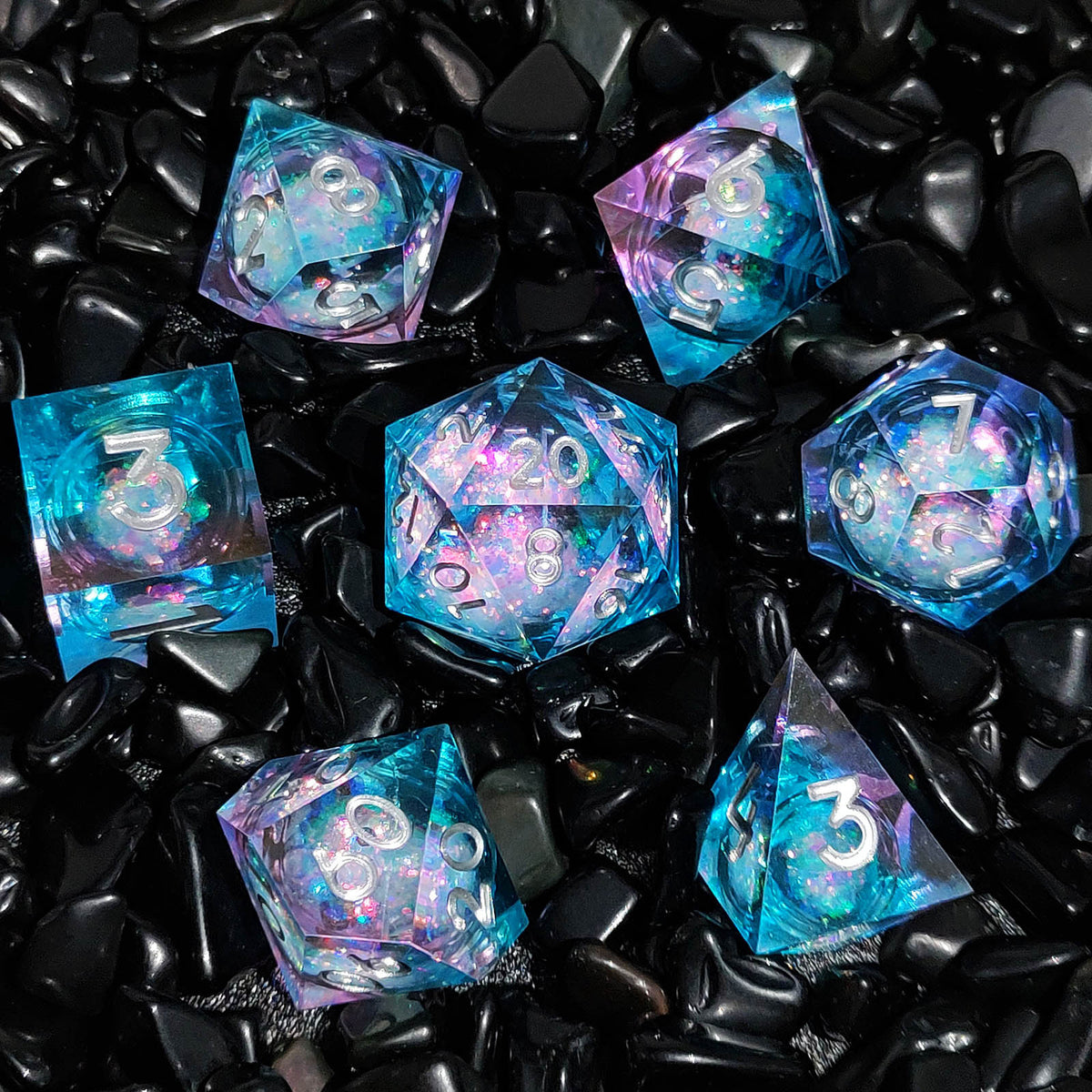 Resin Sand Flow Dice Liquid Core DND DungeonsDragons TRPG Board Game Dice Set Roleplaying Cthulhu