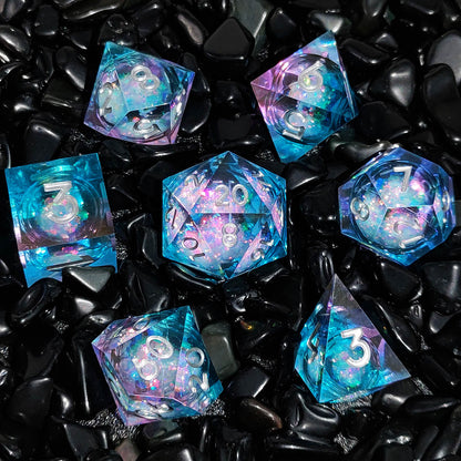 Resin Sand Flow Dice Liquid Core DND DungeonsDragons TRPG Board Game Dice Set Roleplaying Cthulhu