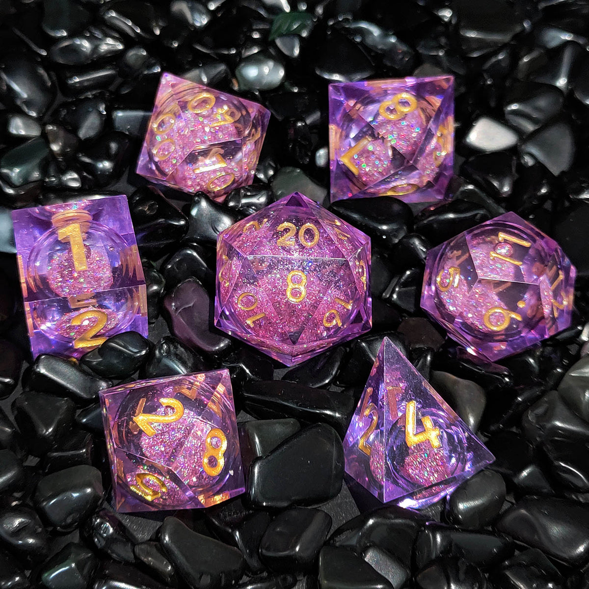 Resin Sand Flow Dice Liquid Core DND DungeonsDragons TRPG Board Game Dice Set Roleplaying Cthulhu