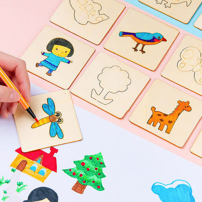 🎨 Montessori Wooden Drawing Stencil Set for Kids