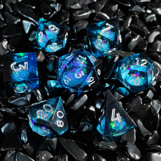 Resin Sand Flow Dice Liquid Core DND DungeonsDragons TRPG Board Game Dice Set Roleplaying Cthulhu