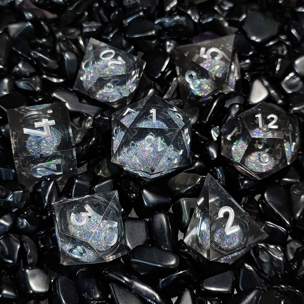Resin Sand Flow Dice Liquid Core DND DungeonsDragons TRPG Board Game Dice Set Roleplaying Cthulhu