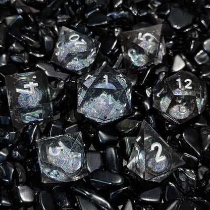 Resin Sand Flow Dice Liquid Core DND DungeonsDragons TRPG Board Game Dice Set Roleplaying Cthulhu