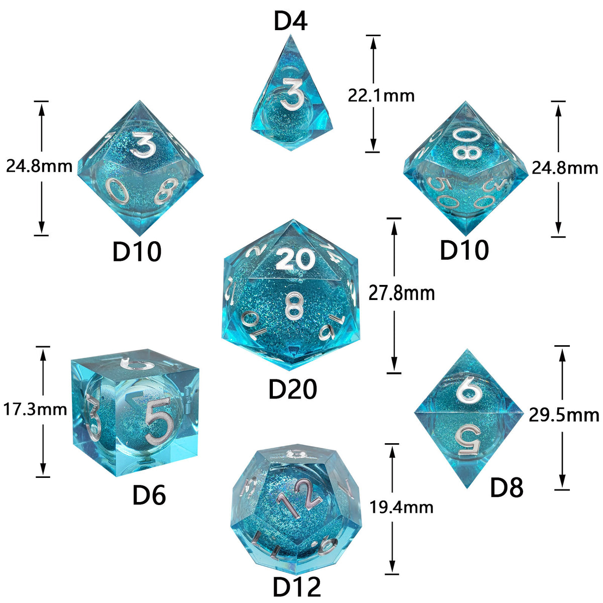 Resin Sand Flow Dice Liquid Core DND DungeonsDragons TRPG Board Game Dice Set Roleplaying Cthulhu