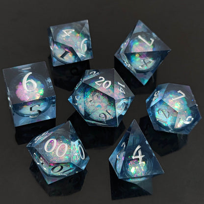 Resin Sand Flow Dice Liquid Core DND DungeonsDragons TRPG Board Game Dice Set Roleplaying Cthulhu