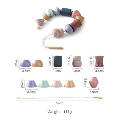Montessori Children's Educational Toy Animal Lacing Beads 1-3 Years Wooden Baby Threading Toy