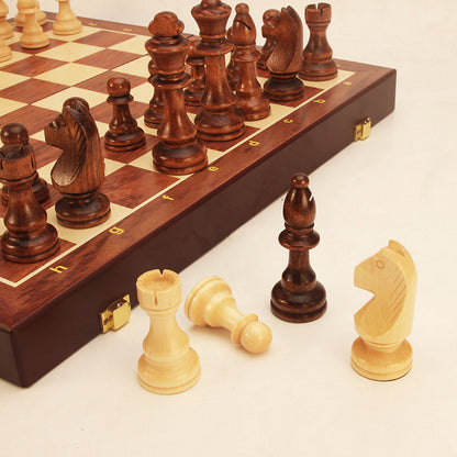 Magnetic Wood Chess Folding Chess Board Puzzle Game for Adults and Children Checkers Toy