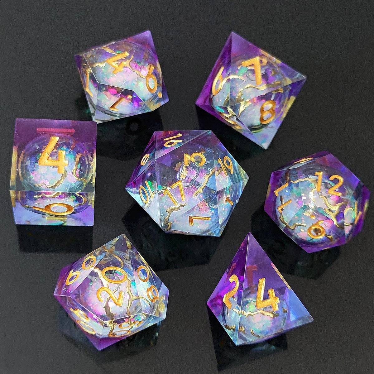 Resin Sand Flow Dice Liquid Core DND DungeonsDragons TRPG Board Game Dice Set Roleplaying Cthulhu