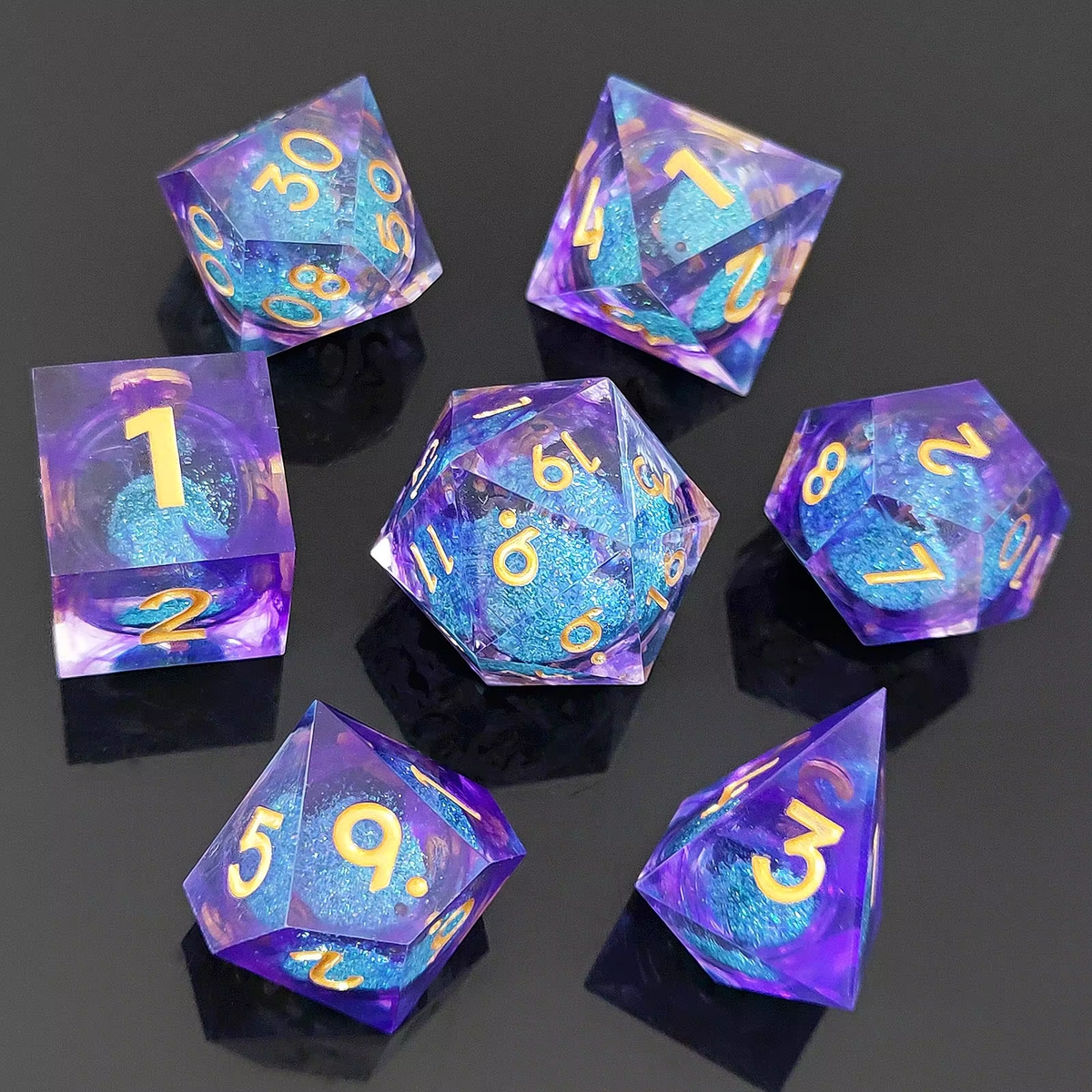 Resin Sand Flow Dice Liquid Core DND DungeonsDragons TRPG Board Game Dice Set Roleplaying Cthulhu