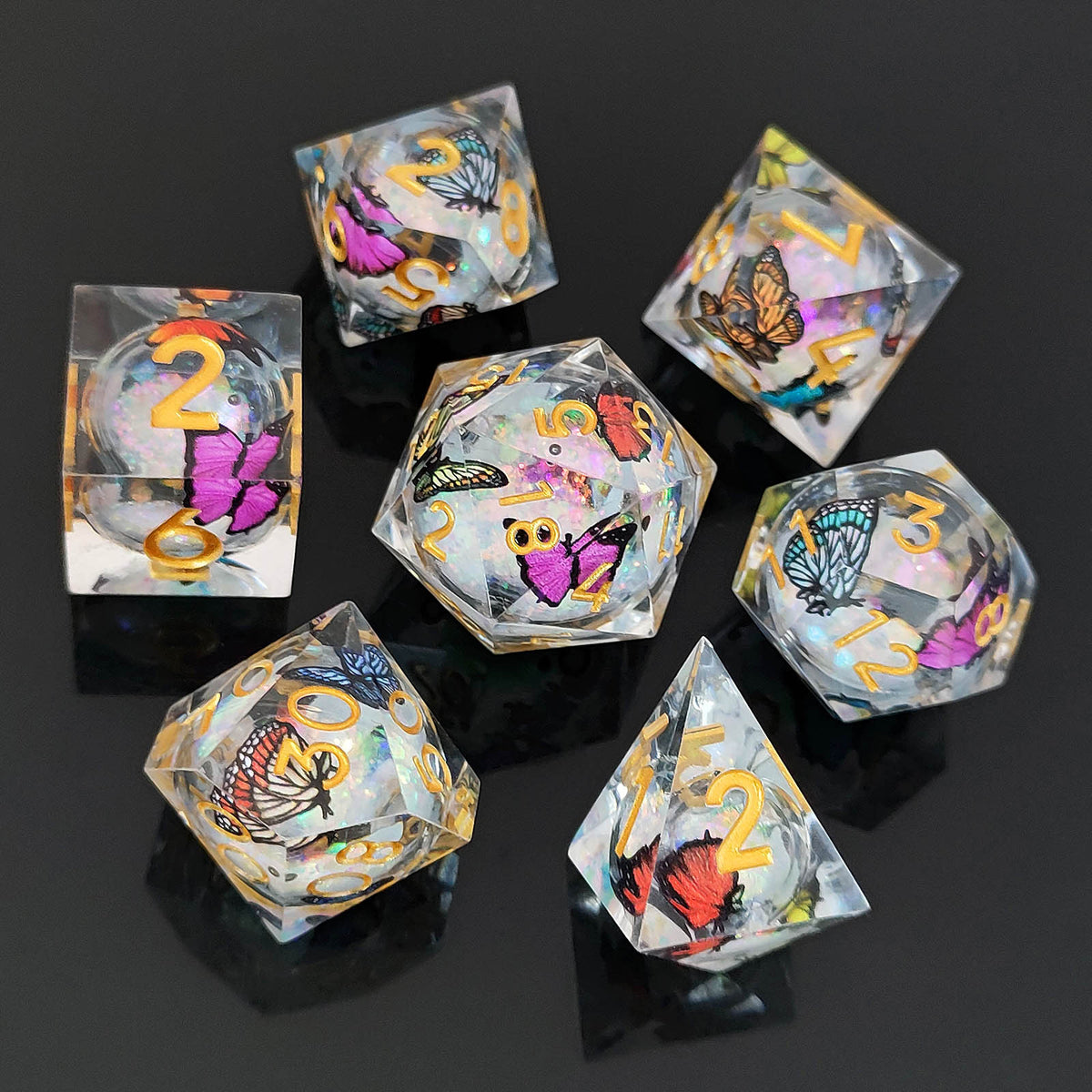 Resin Sand Flow Dice Liquid Core DND DungeonsDragons TRPG Board Game Dice Set Roleplaying Cthulhu