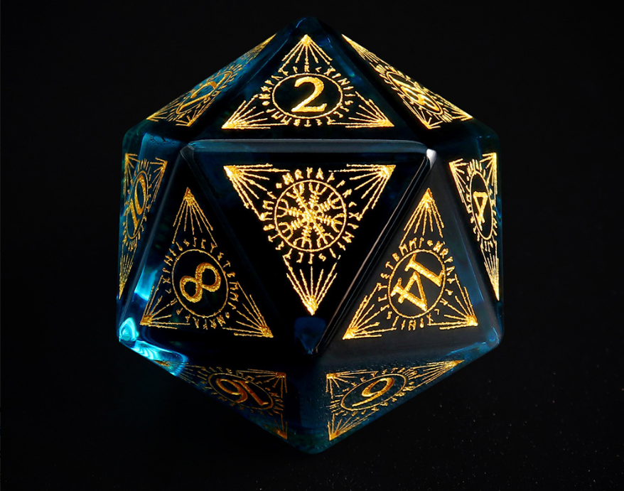 Xipeng K9 Crystal Dice 7-Piece Set Color Blue DND RPG Board Game Right-Angle Glass Dice