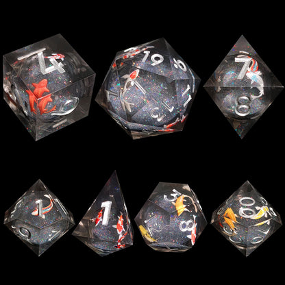 Resin Sand Flow Dice Liquid Core DND DungeonsDragons TRPG Board Game Dice Set Roleplaying Cthulhu