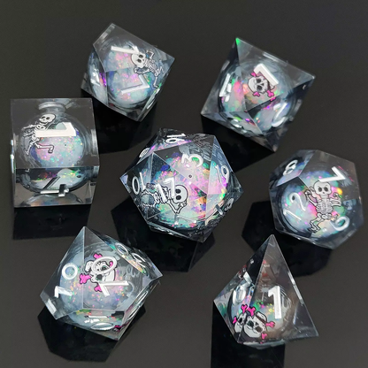 Resin Sand Flow Dice Liquid Core DND DungeonsDragons TRPG Board Game Dice Set Roleplaying Cthulhu