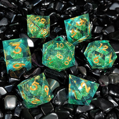 Resin Sand Flow Dice Liquid Core DND DungeonsDragons TRPG Board Game Dice Set Roleplaying Cthulhu