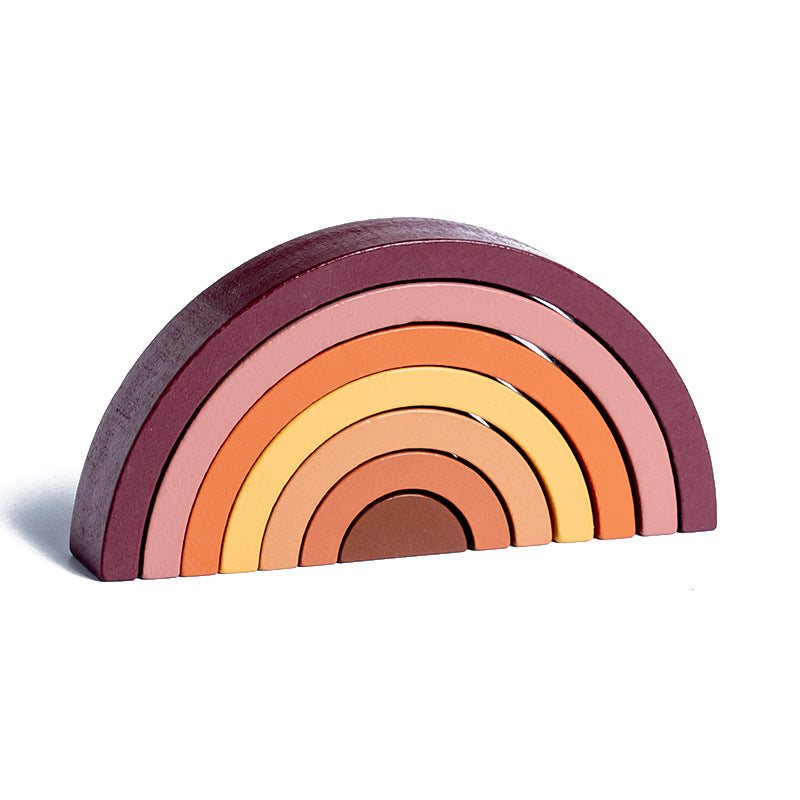 Wooden Rainbow Building Blocks for Children's Intellectual Development and Color Recognition Educational Toy