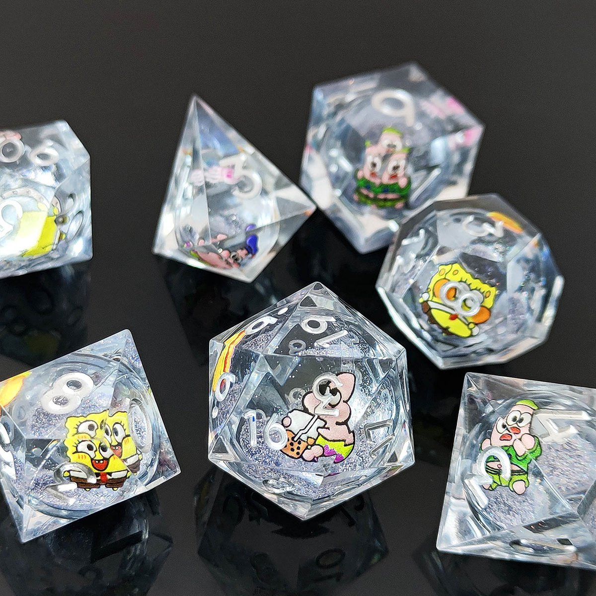 Resin Sand Flow Dice Liquid Core DND DungeonsDragons TRPG Board Game Dice Set Roleplaying Cthulhu