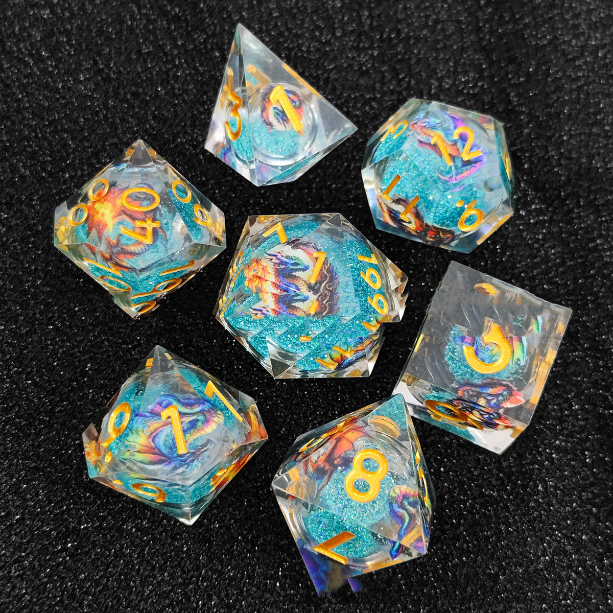 Resin Sand Flow Dice Liquid Core DND DungeonsDragons TRPG Board Game Dice Set Roleplaying Cthulhu