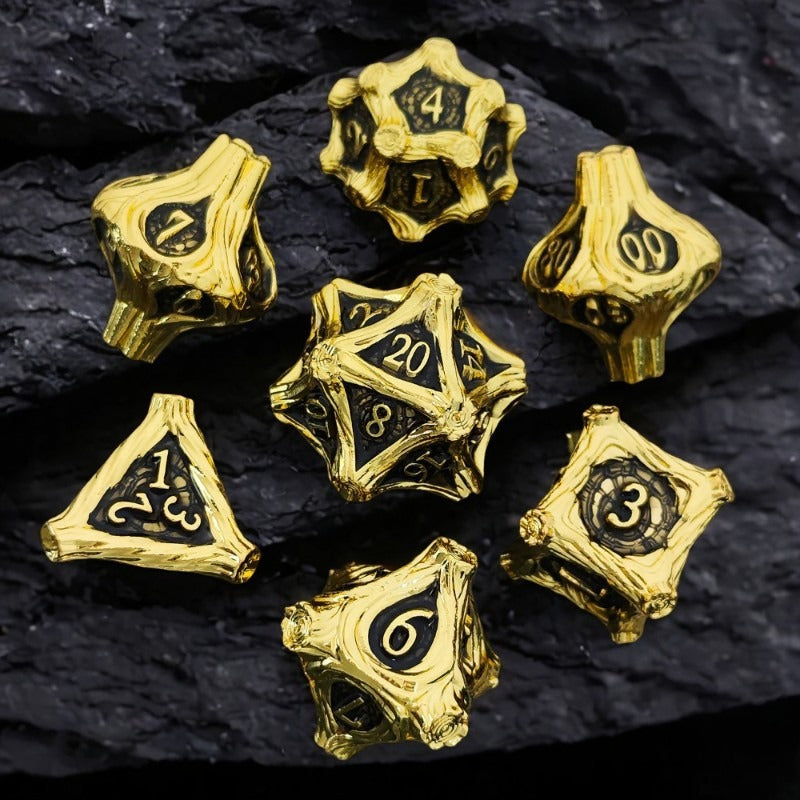 Solid Metal and Wood DND Dice TRPG Cthulhu Set Polyhedral Dungeons &amp; Dragons COC Tabletop Role-Playing Game