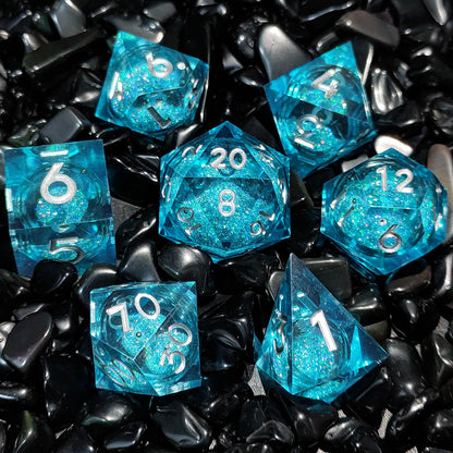 Resin Sand Flow Dice Liquid Core DND DungeonsDragons TRPG Board Game Dice Set Roleplaying Cthulhu