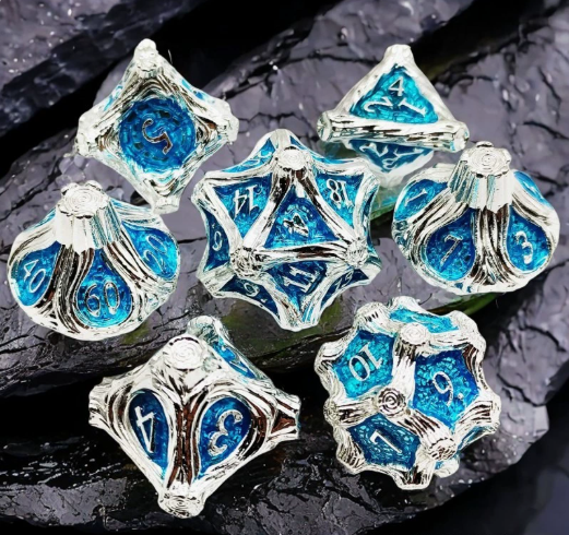 Solid Metal and Wood DND Dice TRPG Cthulhu Set Polyhedral Dungeons &amp; Dragons COC Tabletop Role-Playing Game