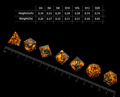 New Dungeons Dragons Board Game 7-Piece Set Dice DND RPG D6 D20 Natural Flame Stone