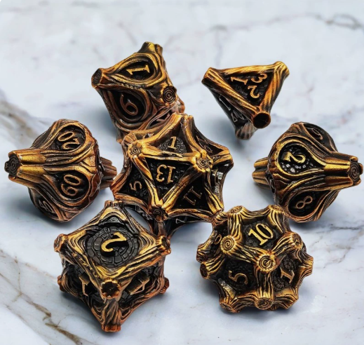 Solid Metal and Wood DND Dice TRPG Cthulhu Set Polyhedral Dungeons &amp; Dragons COC Tabletop Role-Playing Game