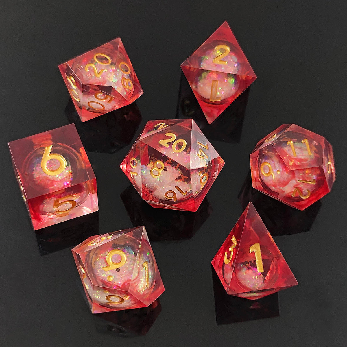 Resin Sand Flow Dice Liquid Core DND DungeonsDragons TRPG Board Game Dice Set Roleplaying Cthulhu