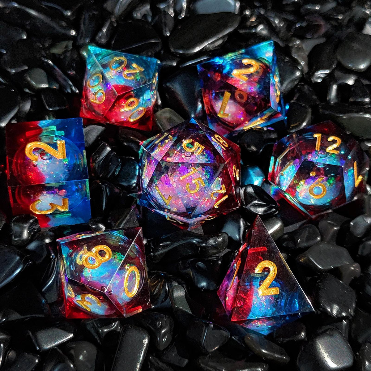 Resin Sand Flow Dice Liquid Core DND DungeonsDragons TRPG Board Game Dice Set Roleplaying Cthulhu