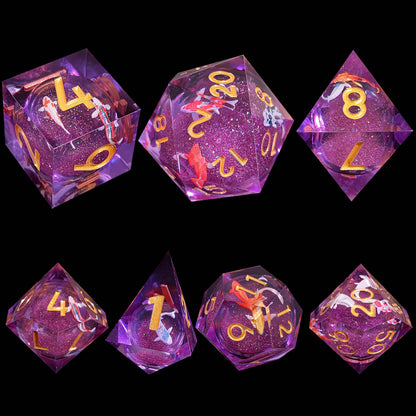 Resin Sand Flow Dice Liquid Core DND DungeonsDragons TRPG Board Game Dice Set Roleplaying Cthulhu