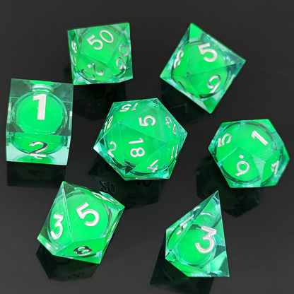 Resin Sand Flow Dice Liquid Core DND DungeonsDragons TRPG Board Game Dice Set Roleplaying Cthulhu