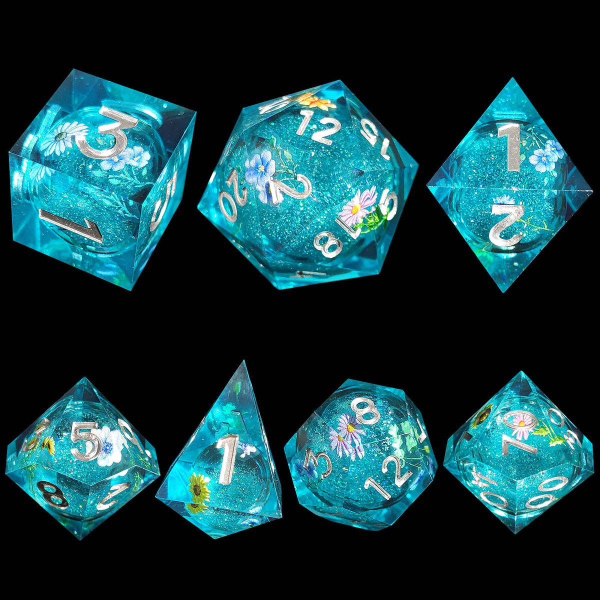 Resin Sand Flow Dice Liquid Core DND DungeonsDragons TRPG Board Game Dice Set Roleplaying Cthulhu