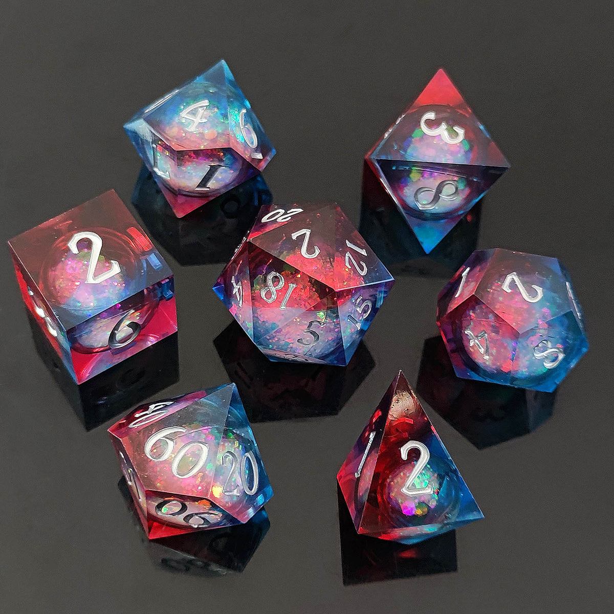 Resin Sand Flow Dice Liquid Core DND DungeonsDragons TRPG Board Game Dice Set Roleplaying Cthulhu