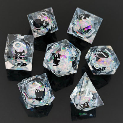 Resin Sand Flow Dice Liquid Core DND DungeonsDragons TRPG Board Game Dice Set Roleplaying Cthulhu