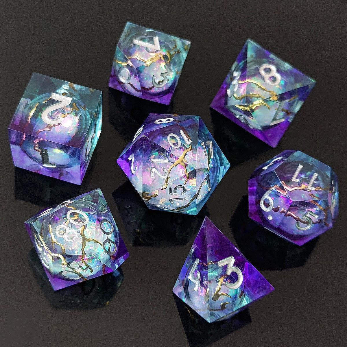 Resin Sand Flow Dice Liquid Core DND DungeonsDragons TRPG Board Game Dice Set Roleplaying Cthulhu