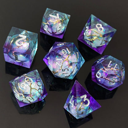 Resin Sand Flow Dice Liquid Core DND DungeonsDragons TRPG Board Game Dice Set Roleplaying Cthulhu