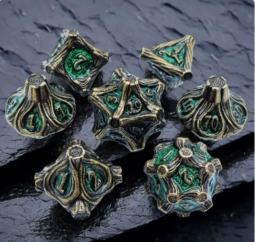 Solid Metal and Wood DND Dice TRPG Cthulhu Set Polyhedral Dungeons &amp; Dragons COC Tabletop Role-Playing Game