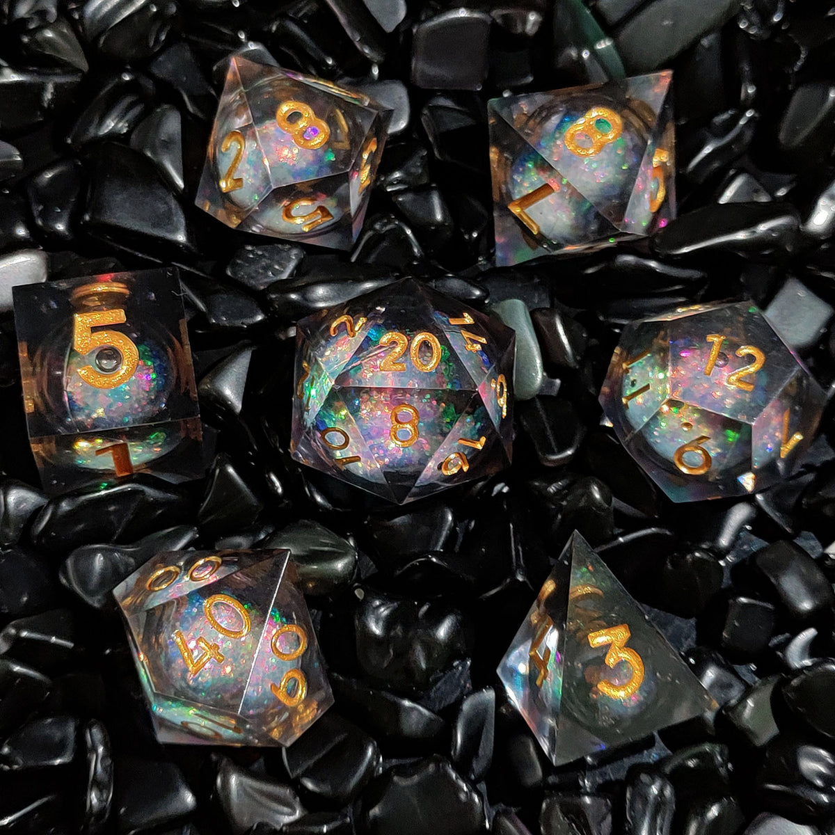 Resin Sand Flow Dice Liquid Core DND DungeonsDragons TRPG Board Game Dice Set Roleplaying Cthulhu