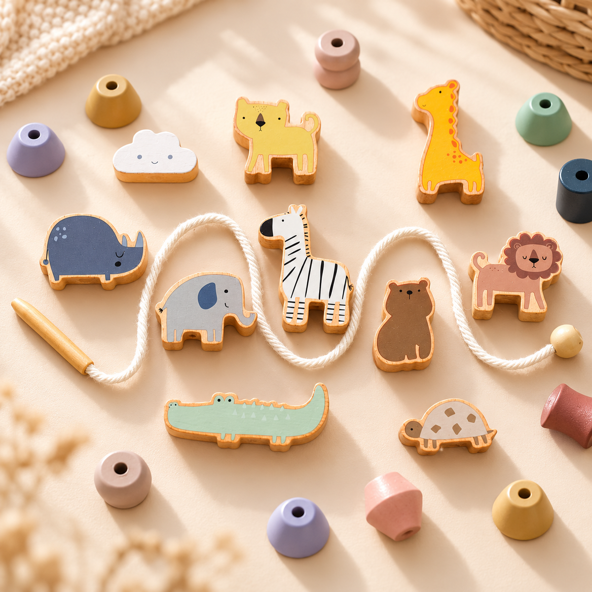 Wooden Animal Lacing Toy