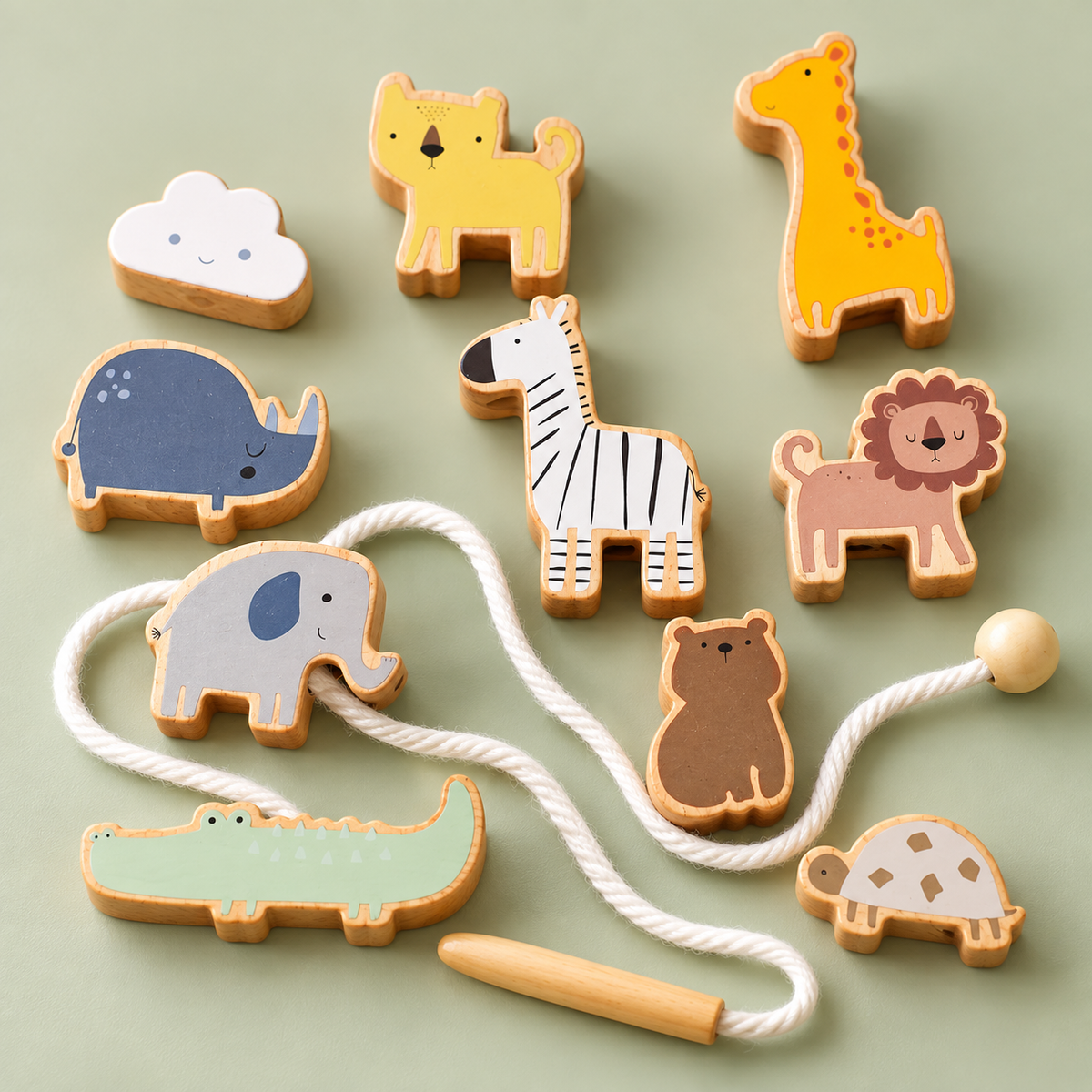 Wooden Animal Lacing Toy
